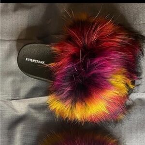Colorful Luxury Real Furry Slides.